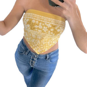 Blue Blush Yellow Bandana Style Sleeveless Crop Top Women’s Size Small